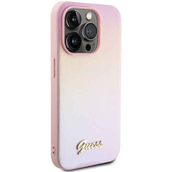 GUESS futerał do IPHONE 14 Pro GUHCP14LPSAIRSP (Saffiano Iridescent Script) pink