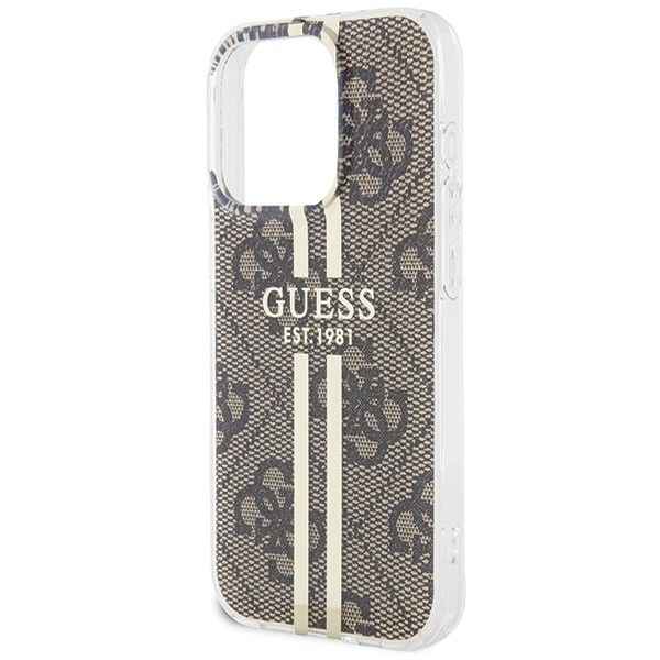 GUESS futerał do IPHONE 15 Pro Max GUHCP15XH4PSEGW (4G Gold Stripe) brązowy