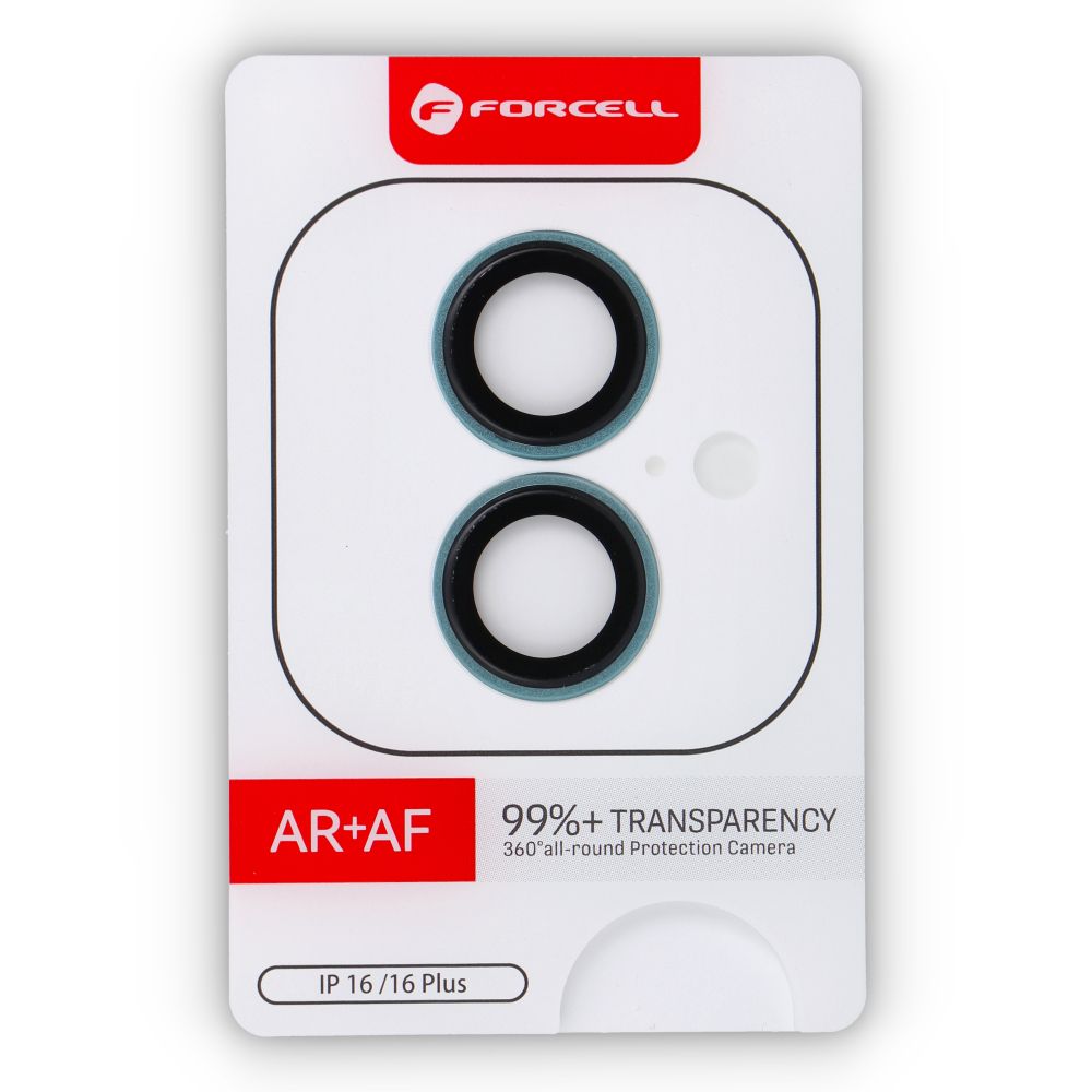 Grafika przedstawia Szkło hartowane Forcell Premium do aparatu - do iPhone 16 / 16 Plus Berylowa Zieleń