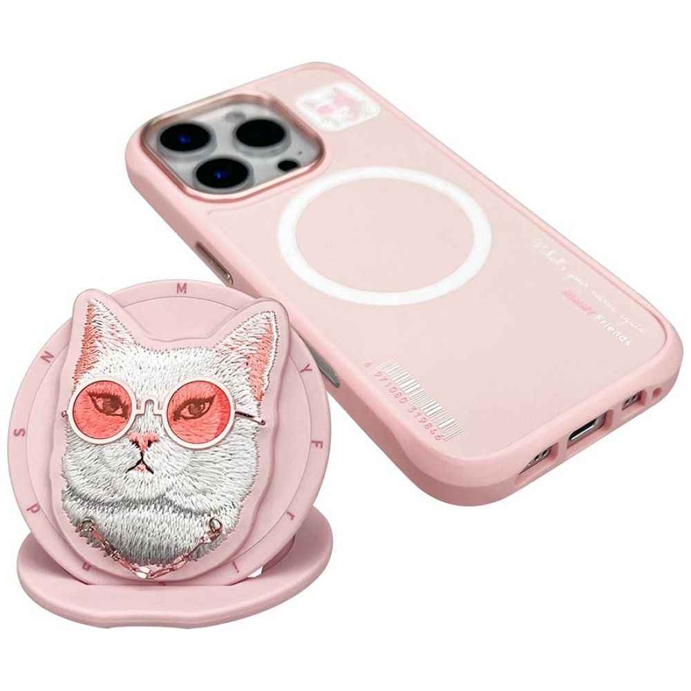NIMMY futerał GLASSES COOL CAT kompatybilny z MagSafe do IPHONE 16 Pro Max różowy