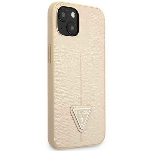 GUESS futerał do IPHONE 13 / 14 / 15 GUHCP14SPSATLE (SaffianoTriangle Logo) beżowy