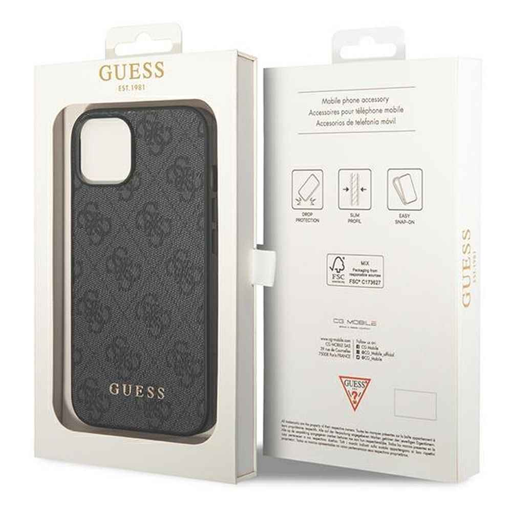 GUESS futerał do IPHONE 14 GUHCP14SG4GFGR (4G Gold Logo) szary