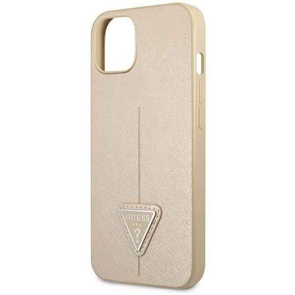 GUESS futerał do IPHONE 13 / 14 / 15 GUHCP14SPSATLE (SaffianoTriangle Logo) beżowy