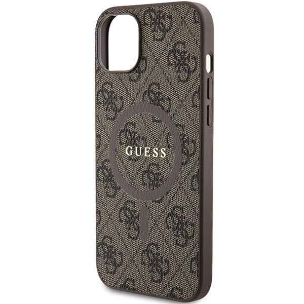 GUESS futerał do IPHONE 14 kompatybilny z MagSafe GUHMP14SG4GFRW (4G Ring classic logo) brązowy