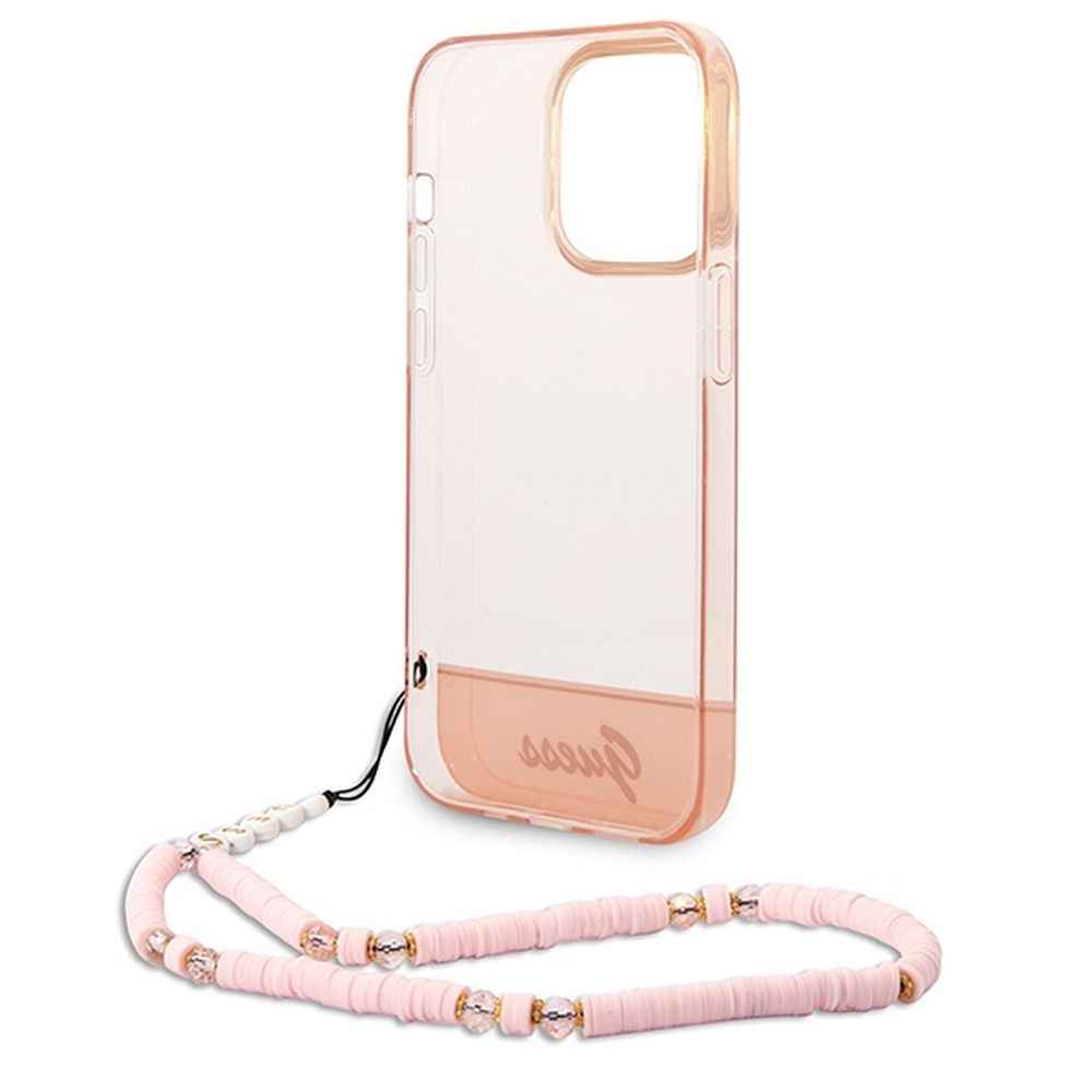 GUESS futerał do IPHONE 14 Pro Max GUHCP14XHGCOHP (IML Electro Cam w. Strap Translucent) różowy