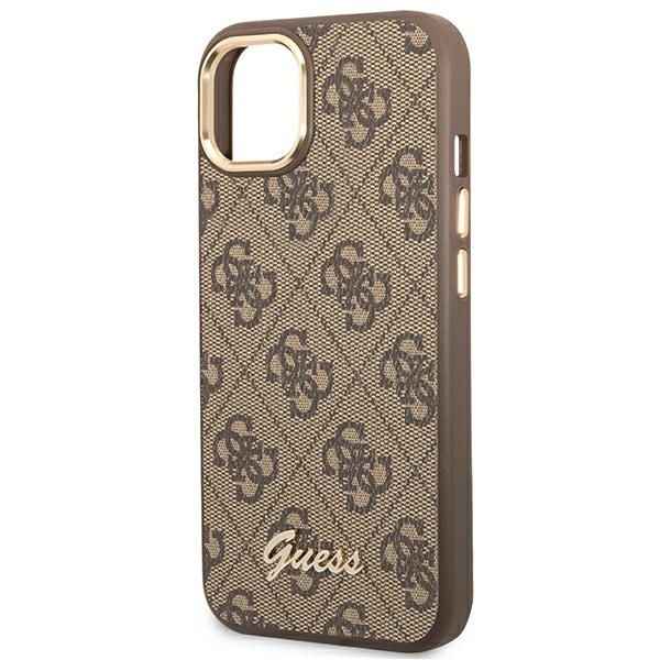 GUESS futerał do IPHONE 13 / 14 / 15 GUHCP14SHG4SHW (4G Vintage Gold Logo) brązowy