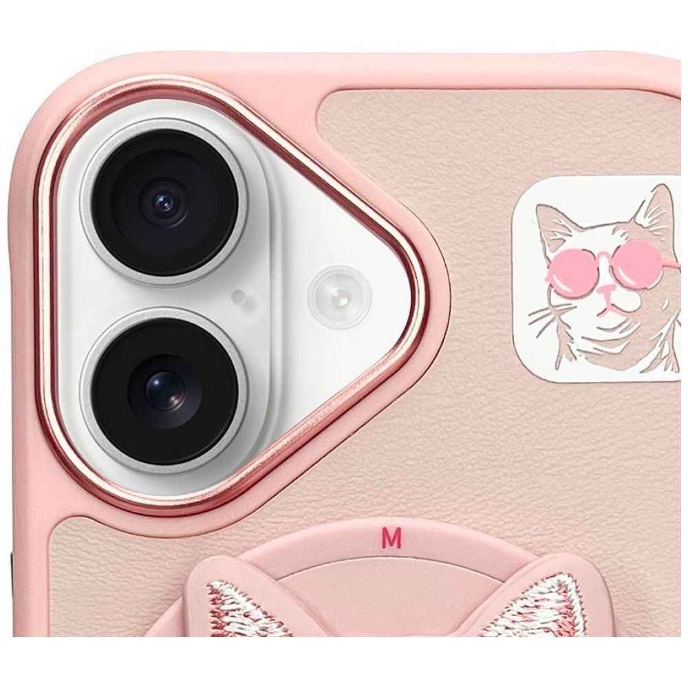 NIMMY futerał GLASSES COOL CAT kompatybilny z MagSafe do iPhone 16 różowy