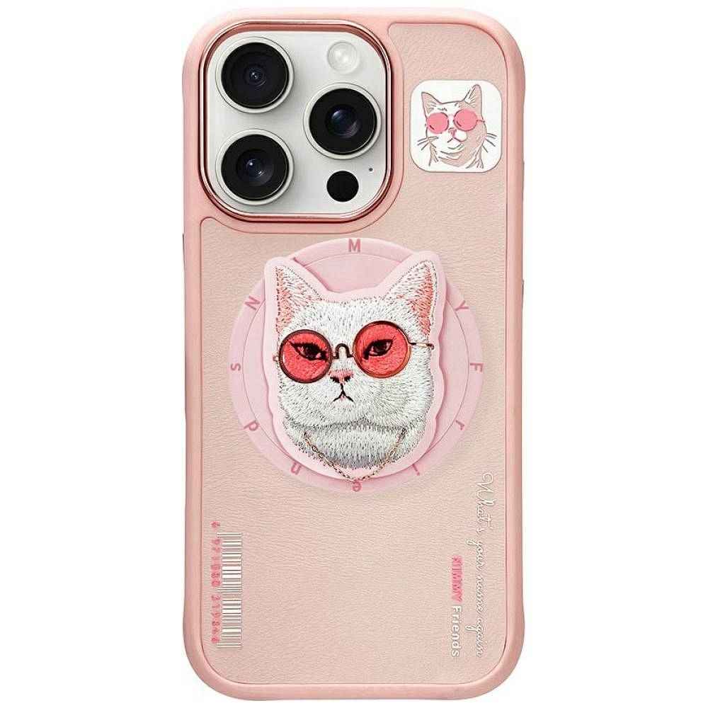 NIMMY futerał GLASSES COOL CAT kompatybilny z MagSafe do IPHONE 16 Pro Max różowy