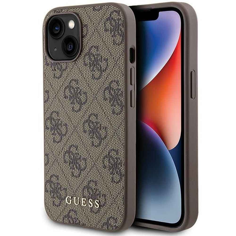 GUESS futerał do IPHONE 15 GUHCP15SG4GFBR (4G Metal Logo) brązowy