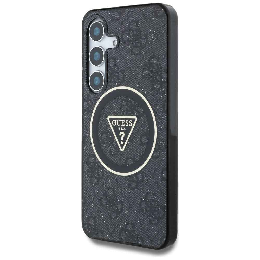 GUESS futerał do SAMSUNG S25 GUHMS25SHG4PRTGK (Magnetic IML Metal Glitter 4G Circle Triangle) czarny