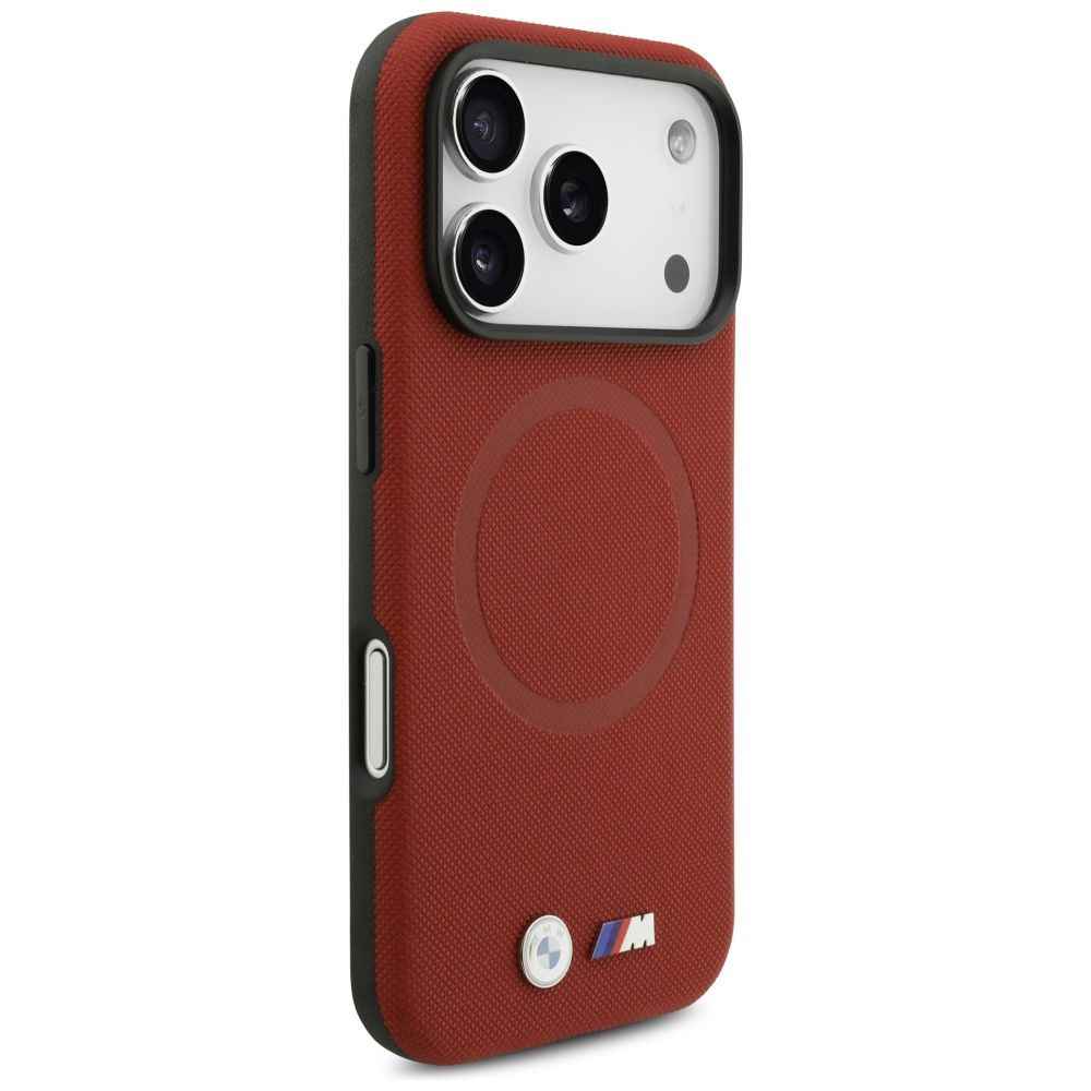 BMW futerał do IPHONE 17 Pro kompatybilny z MagSafe BMHMP17L25PFWSMR (PU FW Metal Logo) red