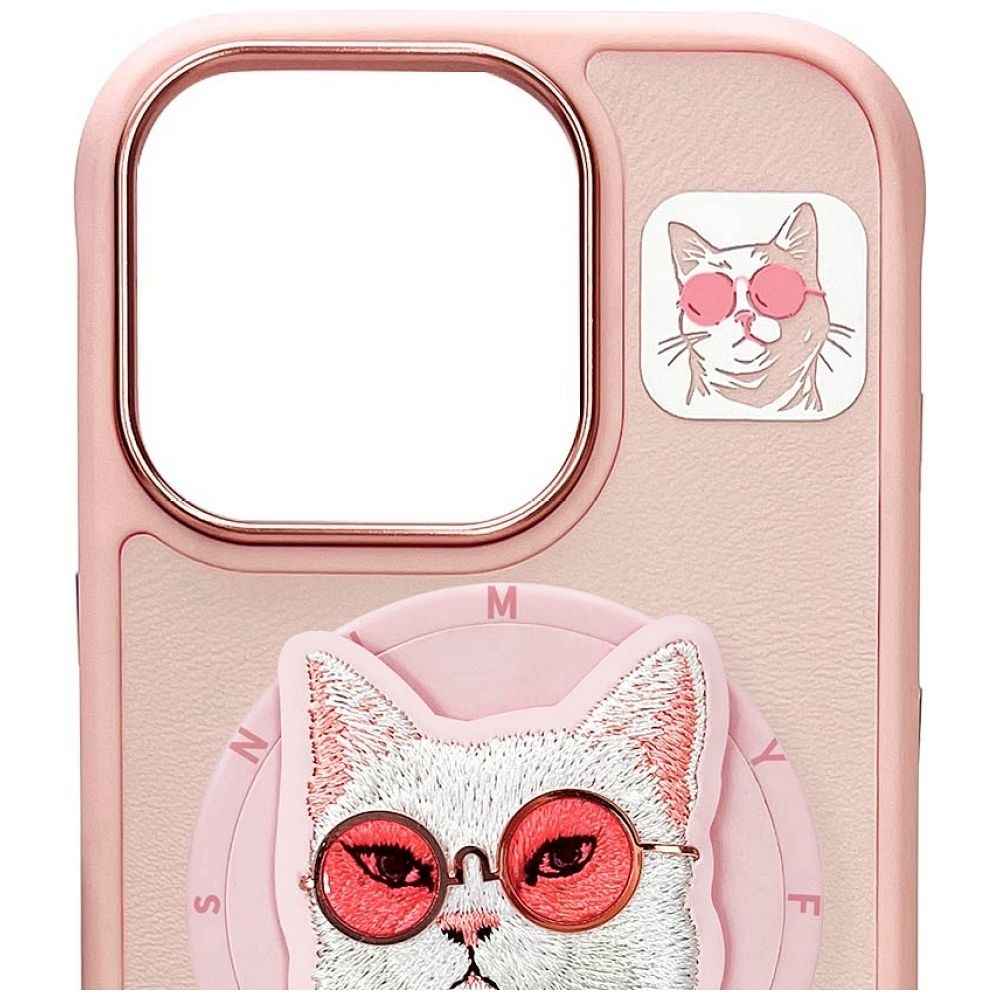 NIMMY futerał GLASSES COOL CAT kompatybilny z MagSafe do IPHONE 16 Pro Max różowy