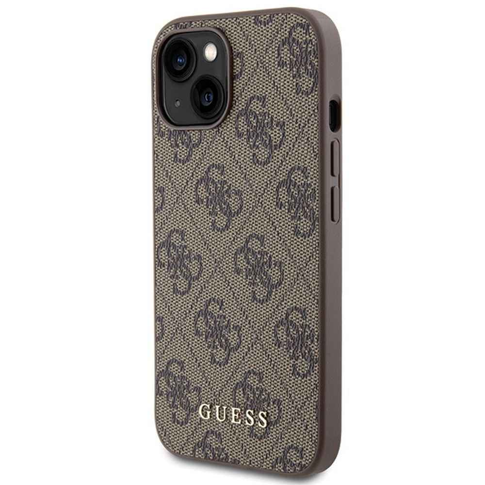 GUESS futerał do IPHONE 15 GUHCP15SG4GFBR (4G Metal Logo) brązowy