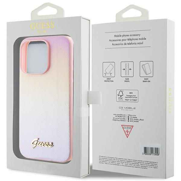 GUESS futerał do IPHONE 14 Pro GUHCP14LPSAIRSP (Saffiano Iridescent Script) pink
