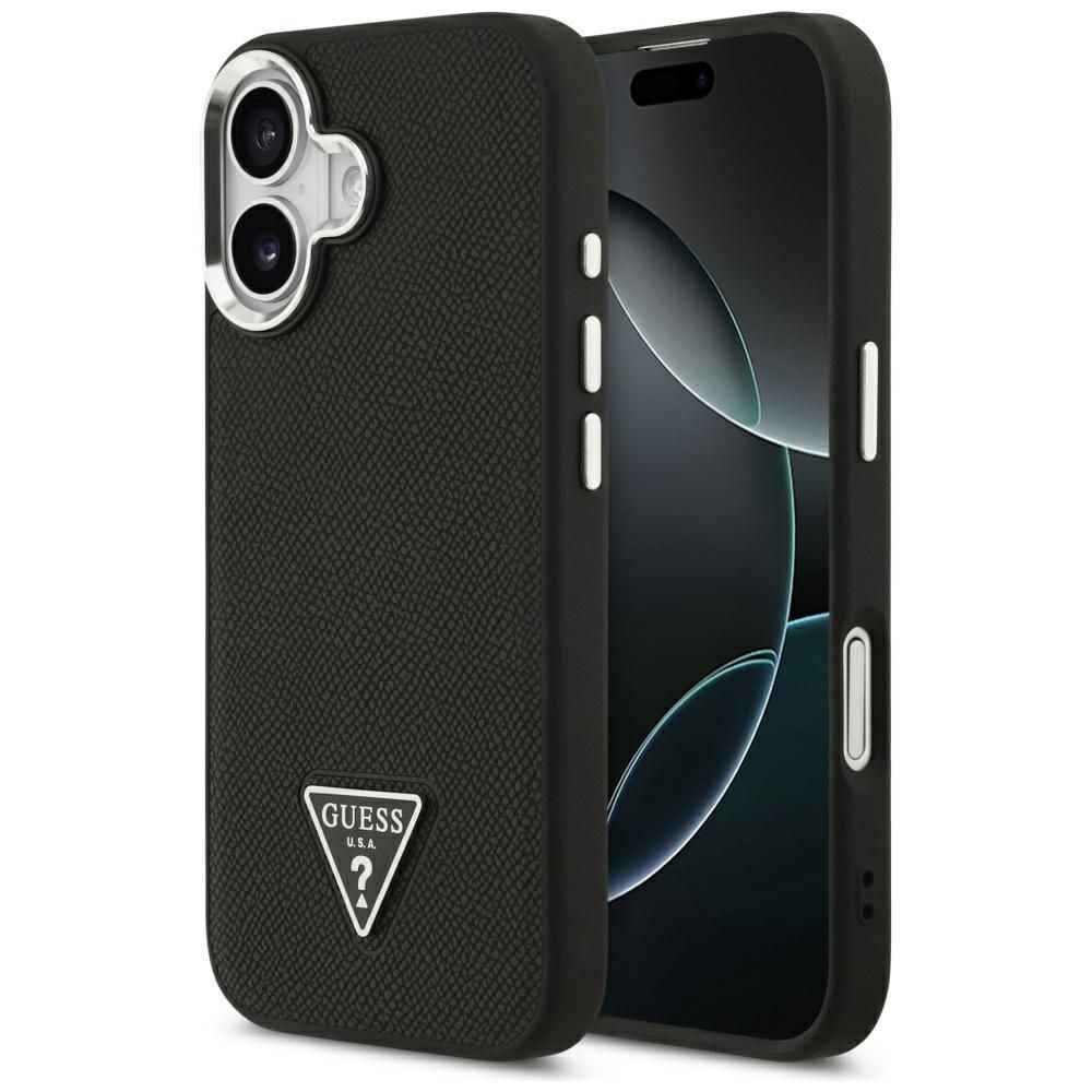 GUESS futerał do IPHONE 17 kompatybilny z MagSafe GUHMP17SPGTSPSK (Grained PU Triangle Logo) czarny