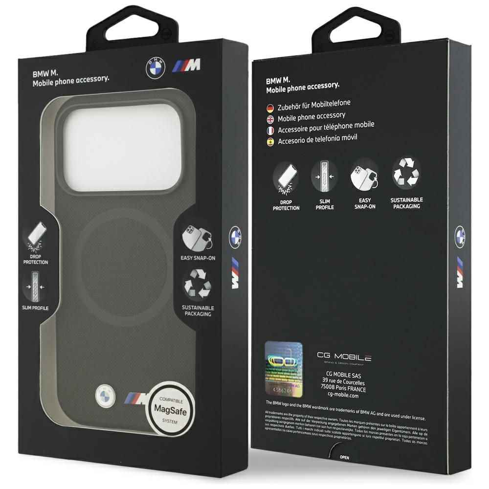 BMW futerał do IPHONE 17 Pro Max kompatybilny z MagSafe BMHMP17X25PFWSMK (PU FW Metal Logo) black