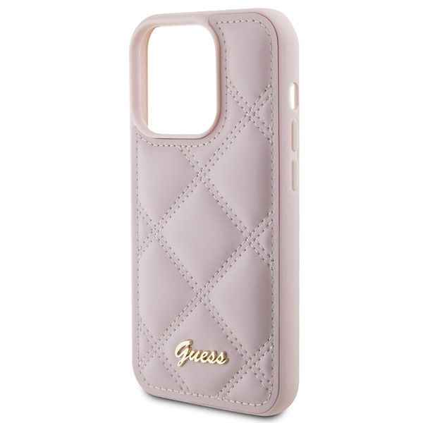 GUESS futerał do IPHONE 15 Pro GUHCP15LPSQSQSP (Quilted Metal Logo) różowy