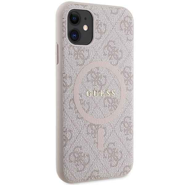 GUESS futerał do IPHONE 11 kompatybliny z MagSafe GUHMN61G4GFRP (4G Ring classic logo) różowy