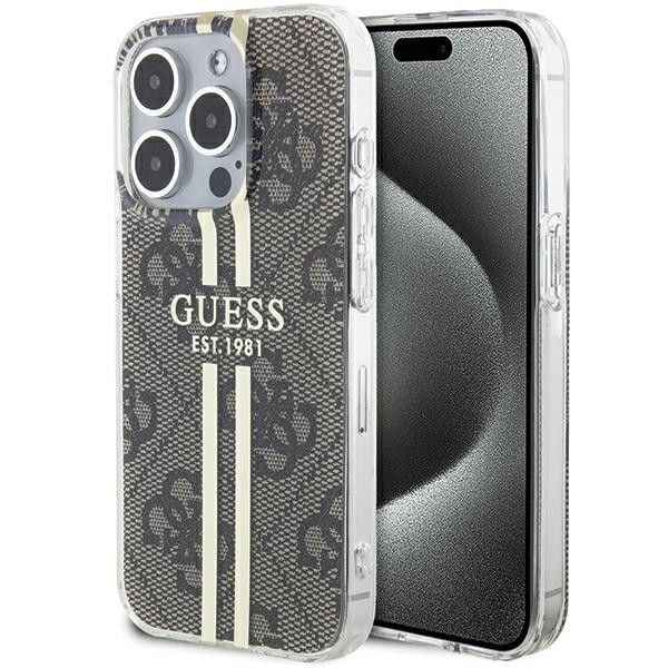 GUESS futerał do IPHONE 15 Pro GUHCP15MH4PSEGW (4G Gold Stripe) brązowy