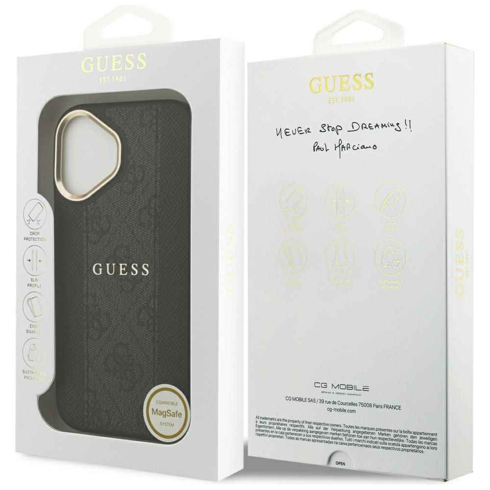 GUESS futerał do IPHONE 17 kompatybilny z MagSafe GUHMP17SPG4SEMCK (PU W/ 4G Stripe) czarny