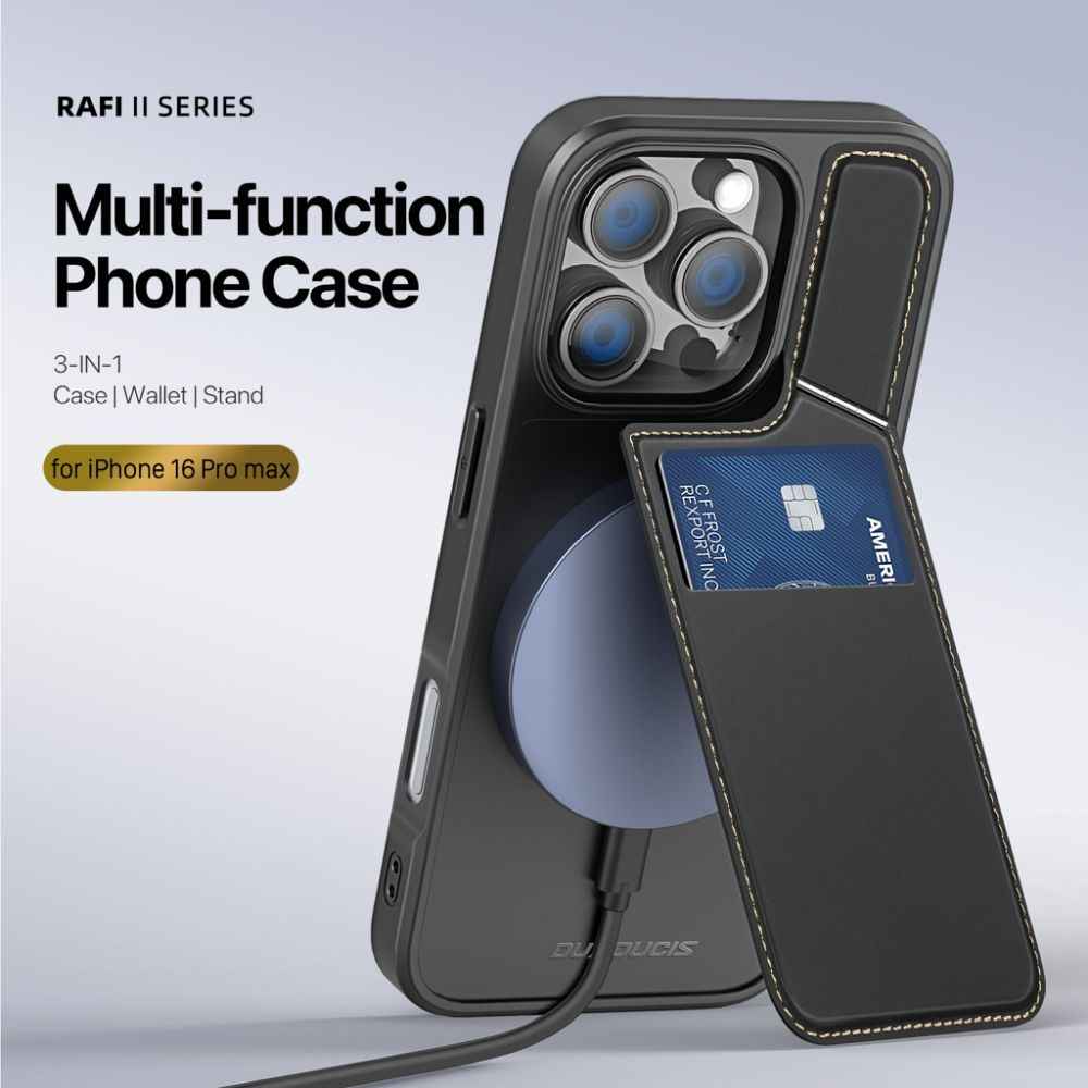 DUX DUCIS futerał RAFI II MAG z podstawką kompatybilny z MagSafe do IPHONE 16 Pro Max czarny
