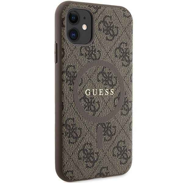 GUESS futerał do IPHONE 11 kompatybliny z MagSafe GUHMN61G4GFRW (4G Ring classic logo) brązowy