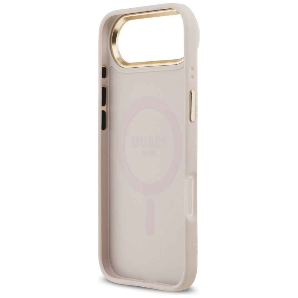 GUESS futerał do IPHONE 17 Air kompatybilny z MagSafe GUHMP17MPGCRMDEP (PU W/ Grained Strass Logo) różowy