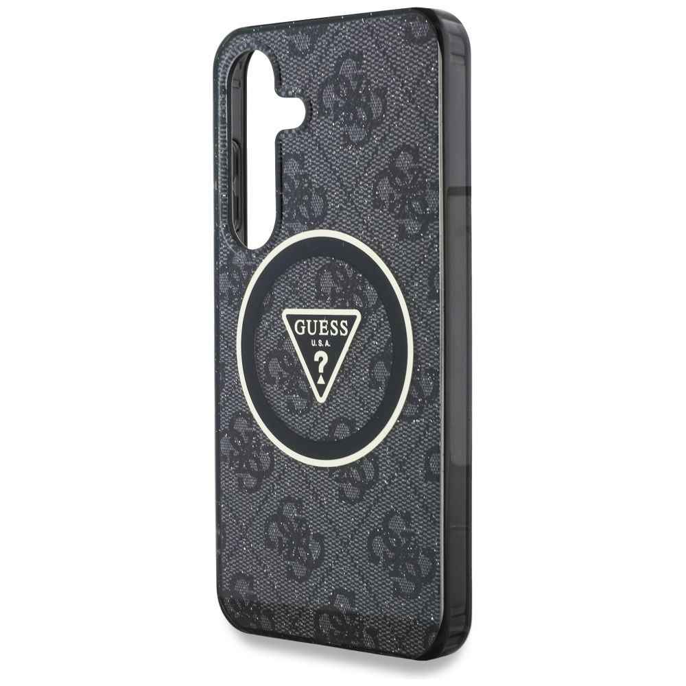 GUESS futerał do SAMSUNG S25 GUHMS25SHG4PRTGK (Magnetic IML Metal Glitter 4G Circle Triangle) czarny