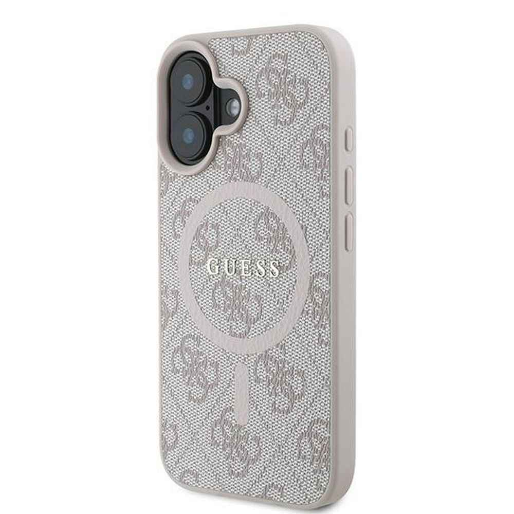 GUESS futerał do IPHONE 16 Plus kompatybilny z MagSafe GUHMP16MG4GFRP (PU 4G Ring Classic Logo) różowy