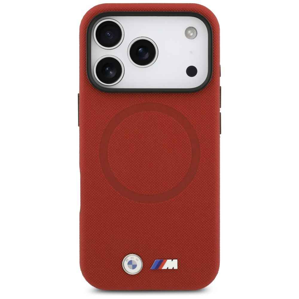 BMW futerał do IPHONE 17 Pro kompatybilny z MagSafe BMHMP17L25PFWSMR (PU FW Metal Logo) red