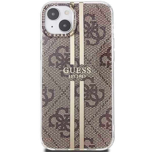 GUESS futerał do IPHONE 15 Plus GUHCP15MH4PSEGW (4G Gold Stripe) brązowy