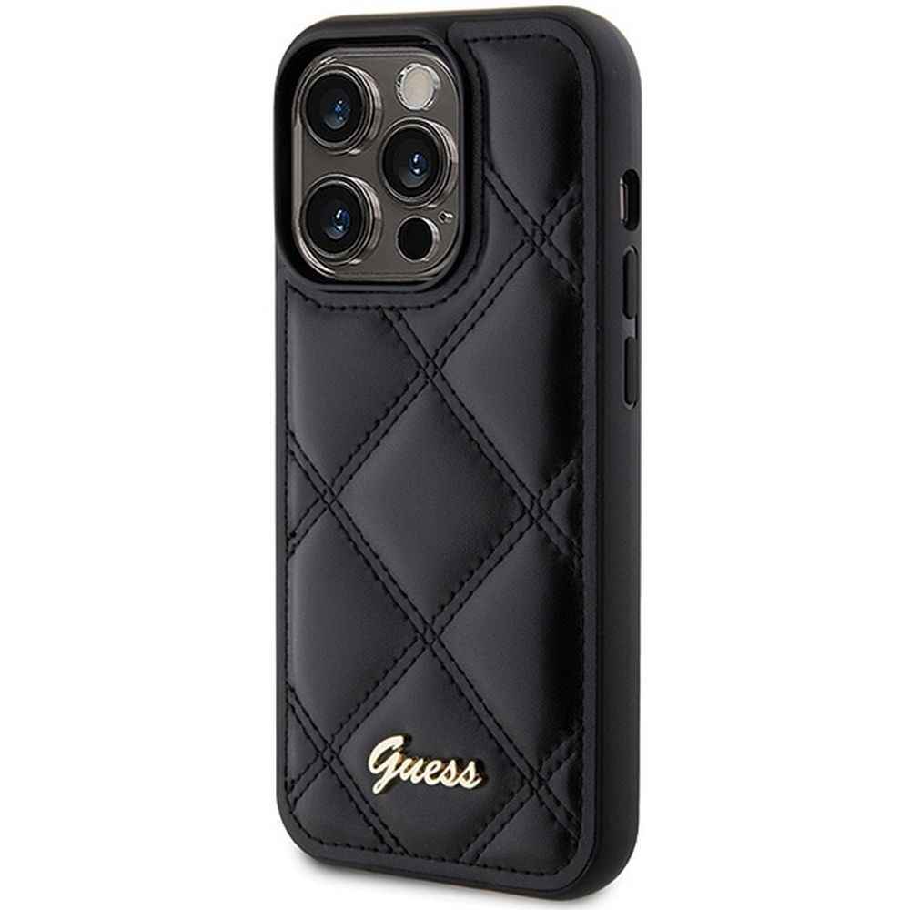 GUESS futerał do IPHONE 15 Pro GUHCP15LPSQSQSK (Quilted Metal Logo) czarny