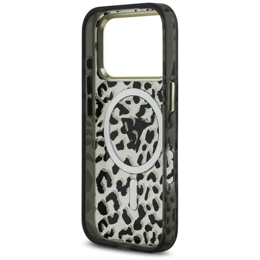GUESS futerał do IPHONE 17 Pro Max kompatybilny z MagSafe GUHMP17XHLEGTGLK (PC TPU W/ Leopard Glitter) czarny