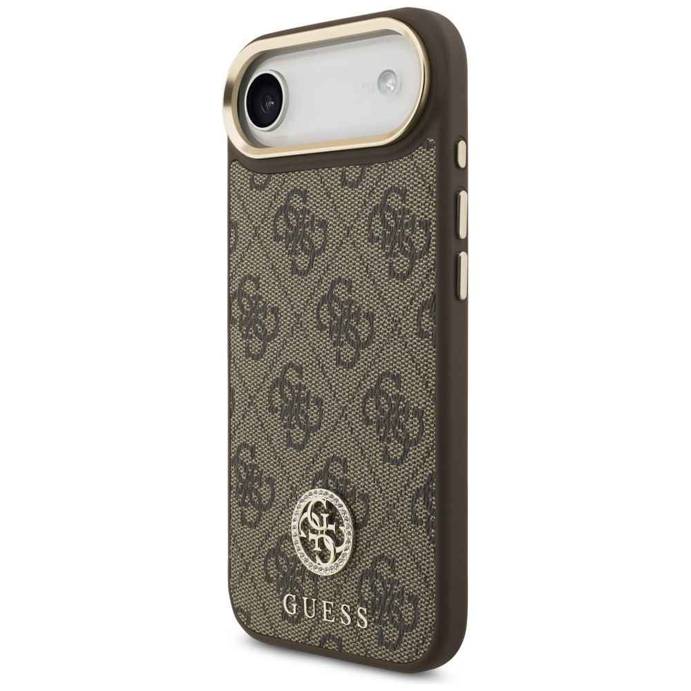 GUESS futerał do IPHONE 17 Air kompatybilny z MagSafe GUHMP17MP4GRMDEW (PU W/ 4G Strass Logo) brązowy