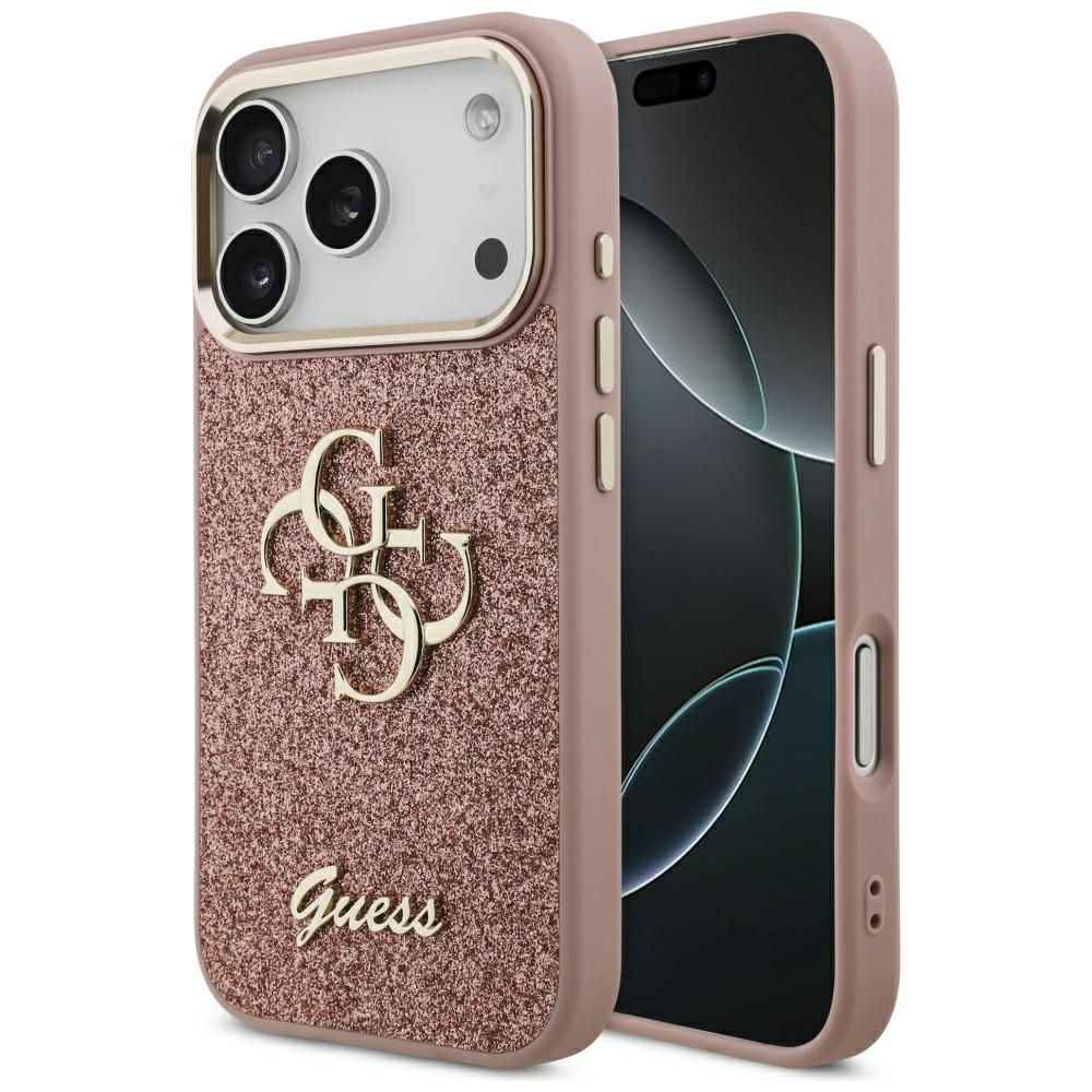 GUESS futerał do IPHONE 17 Pro GUHCP17LHG4SGCP (Fixed Glitter Big 4G Metal Frame) różowy