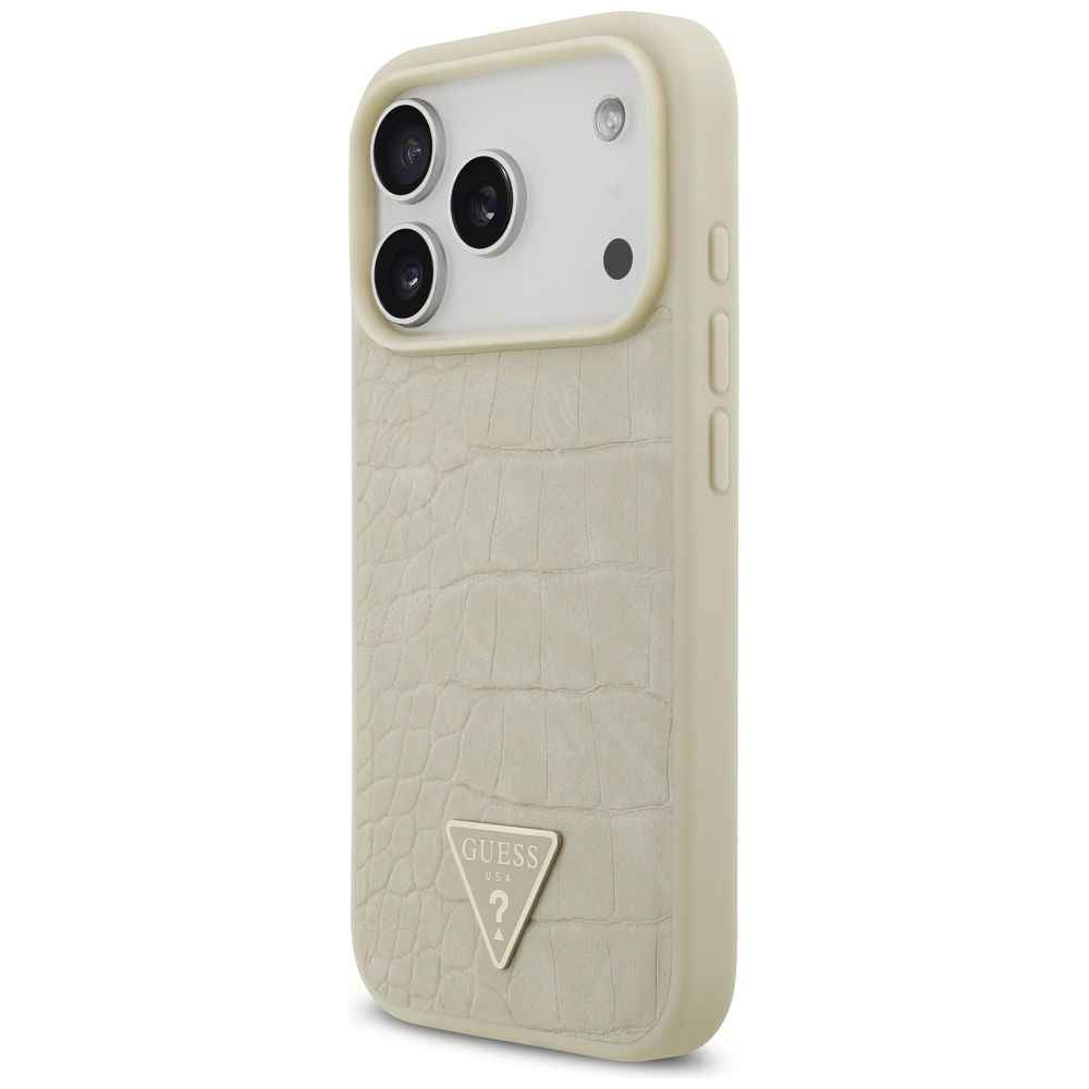 GUESS futerał do IPHONE 17 Pro kompatybilny z MagSafe GUHMP17LPCRTHCD (PU Croco Triangle Logo) złoty