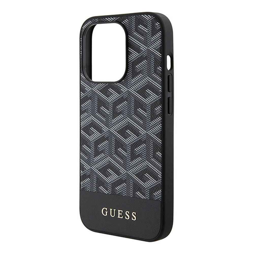 GUESS futerał do IPHONE 15 Pro kompatybilny z MagSafe GUHMP15LHGCFSEK (CUBE Stripes) czarny