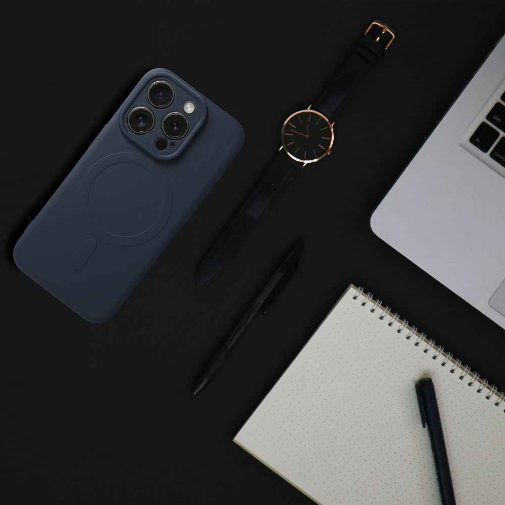 Futerał SILICONE MAG COVER (big hole) kompatybilny z MagSafe do iPhone 16 Pro Max tytanowy niebieski