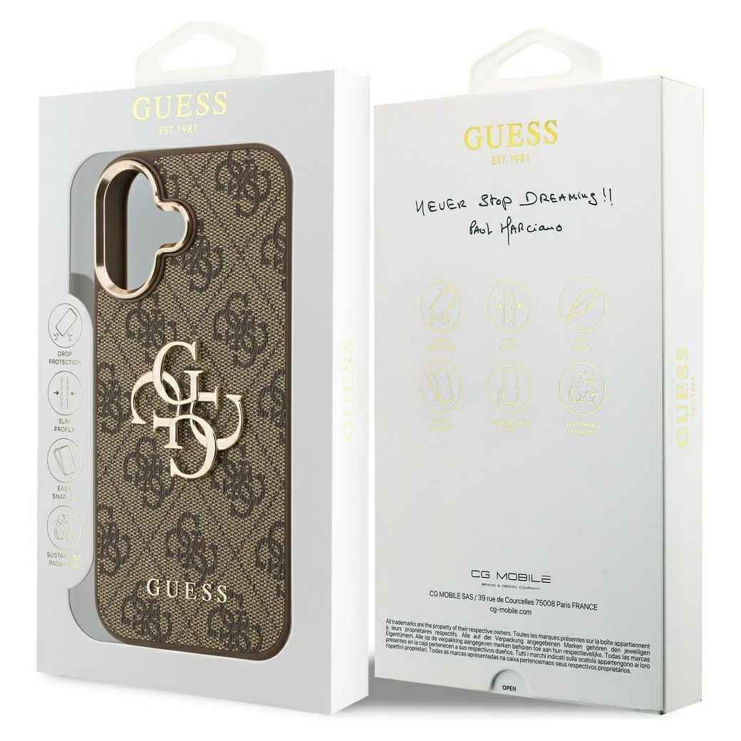 GUESS futerał do IPHONE 17 GUHCP17S4GMGCBR (PU W/ Big 4G Classic Logo) złoto brązowy