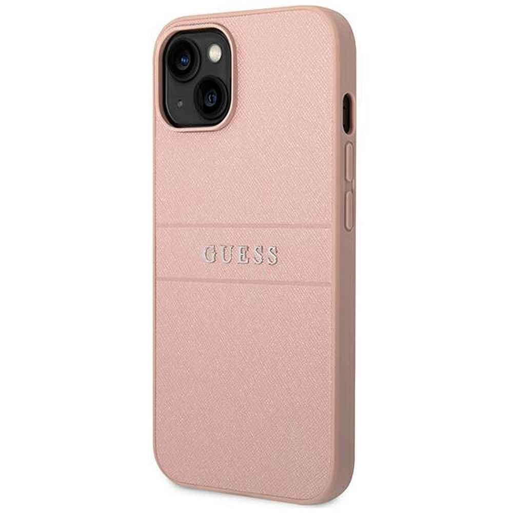 GUESS futerał do IPHONE 14 Plus GUHCP14MPSASBPI (Saffiano With Metal Logo) różowy