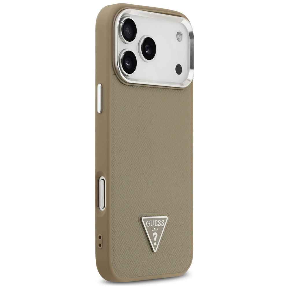 GUESS futerał do IPHONE 17 Pro kompatybilny z MagSafe GUHMP17LPGTSPSW (Grained PU Triangle Logo) brązowy