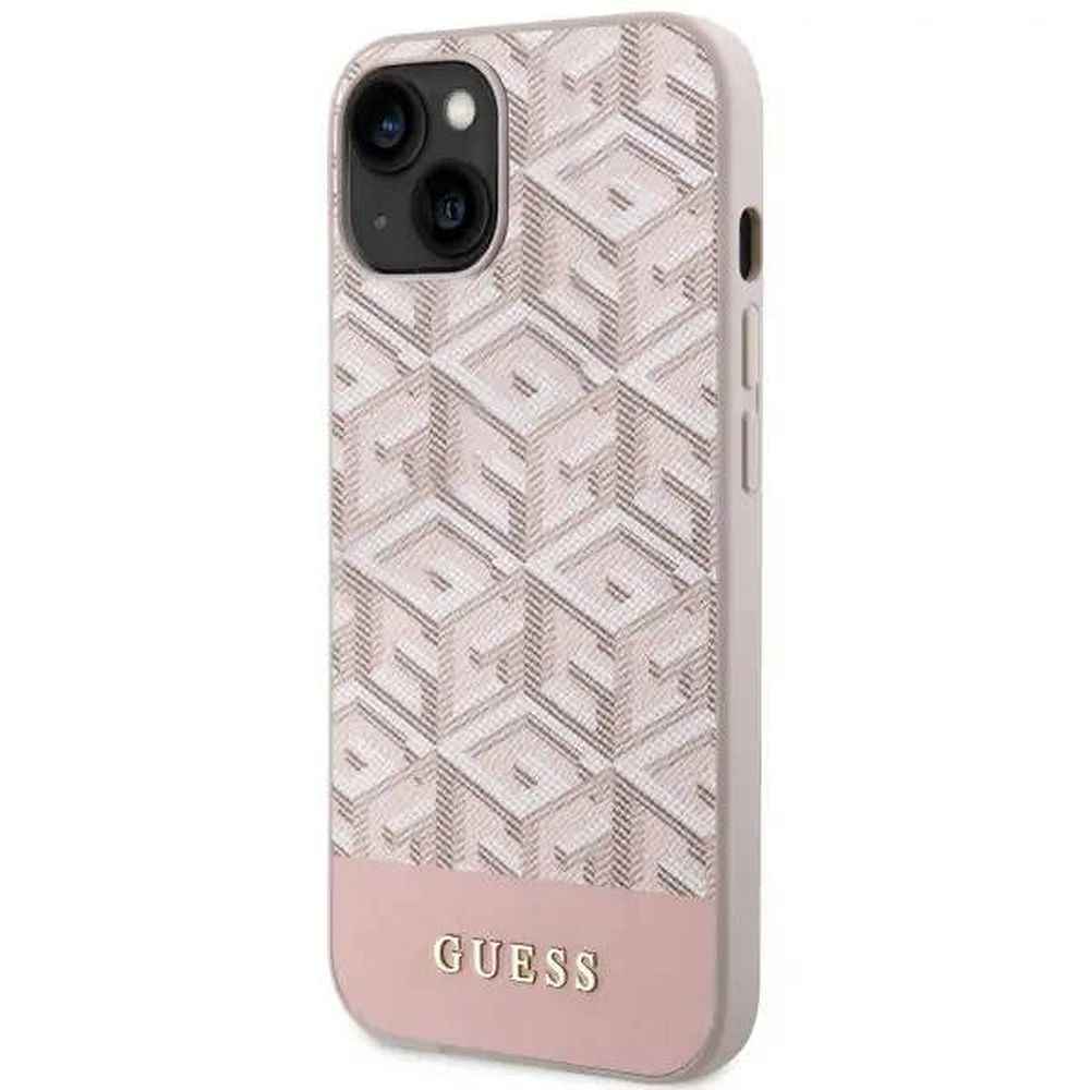 GUESS futerał do IPHONE 14 kompatybilny z MagSafe GUHMP14SHGCFSEP (GCUBE Stripes) różowy