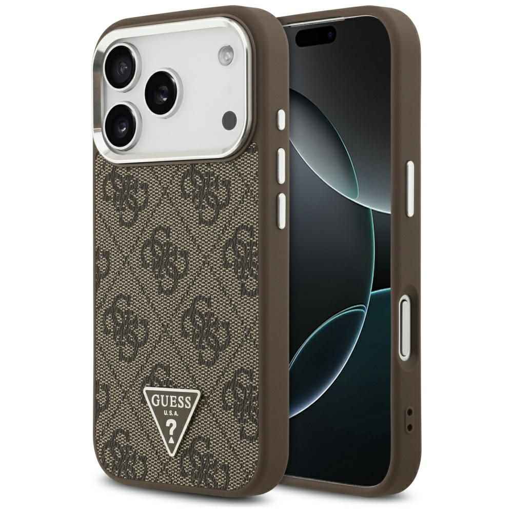 GUESS futerał do IPHONE 17 Pro kompatybilny z MagSafe GUHMP17LP4TSRCMW (PU 4G W/Triangle Logo SL) brązowy