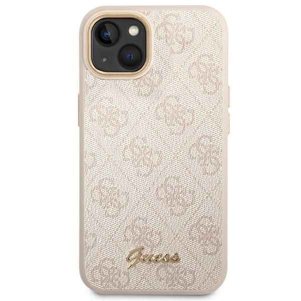 GUESS futerał do IPHONE 13 / 14 / 15 GUHCP14SHG4SHP (4G Vintage Gold Logo) różowy