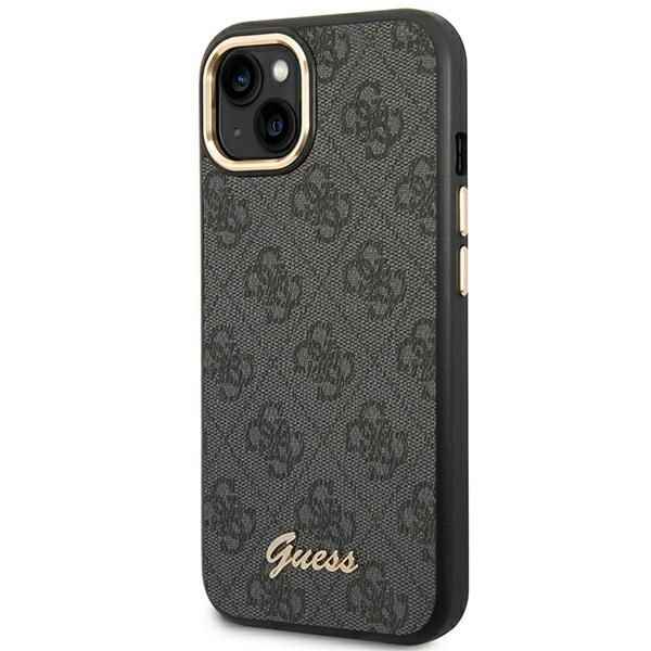 GUESS futerał do IPHONE 13 / 14 / 15 GUHCP14SHG4SHK (4G Vintage Gold Logo) czarny