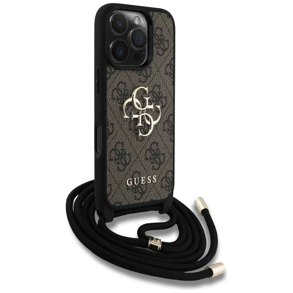 GUESS futerał do IPHONE 16 Pro Max GUHCP16XP4GMGCRW (CBDY PU 4G Big Logo W/Cord Strap) brązowy