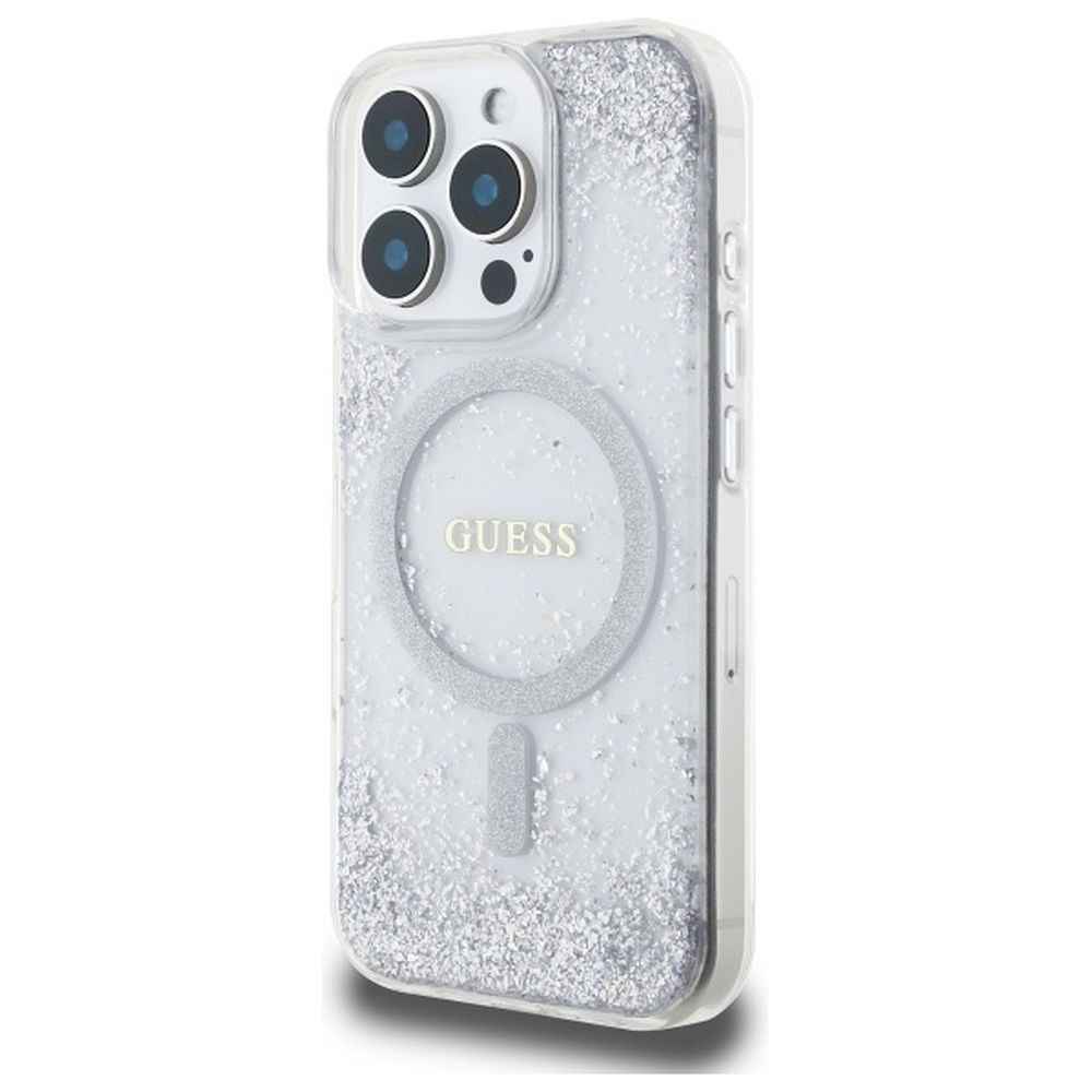 GUESS futerał do IPHONE 16 Pro kompatybilny z MagSafe GUHMP16LRGRGES (Resin Gradient Glitter) silver