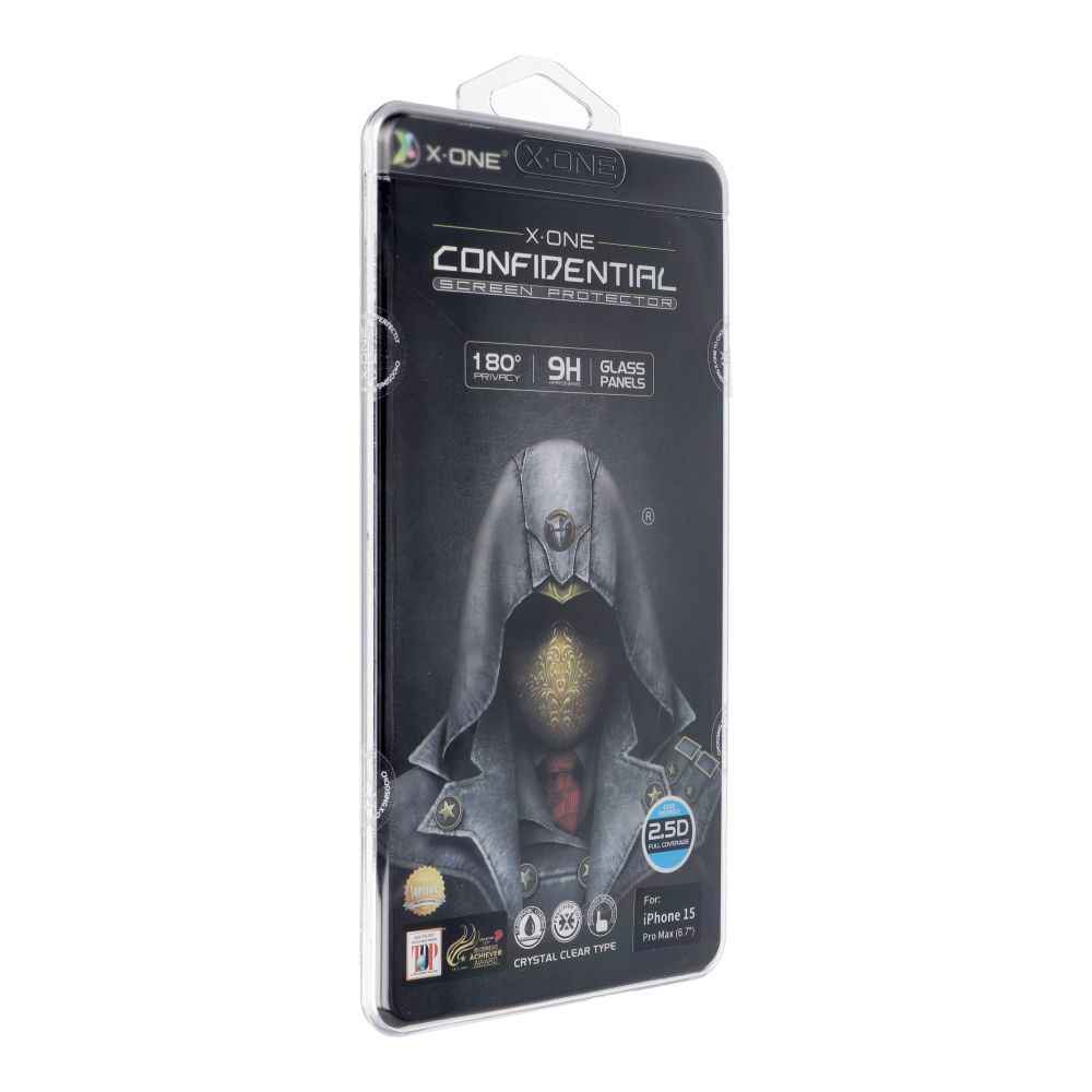 Szkło hartowane X-ONE Full Cover Extra Strong Privacy - do iPhone 15 Pro Max (full glue) czarny