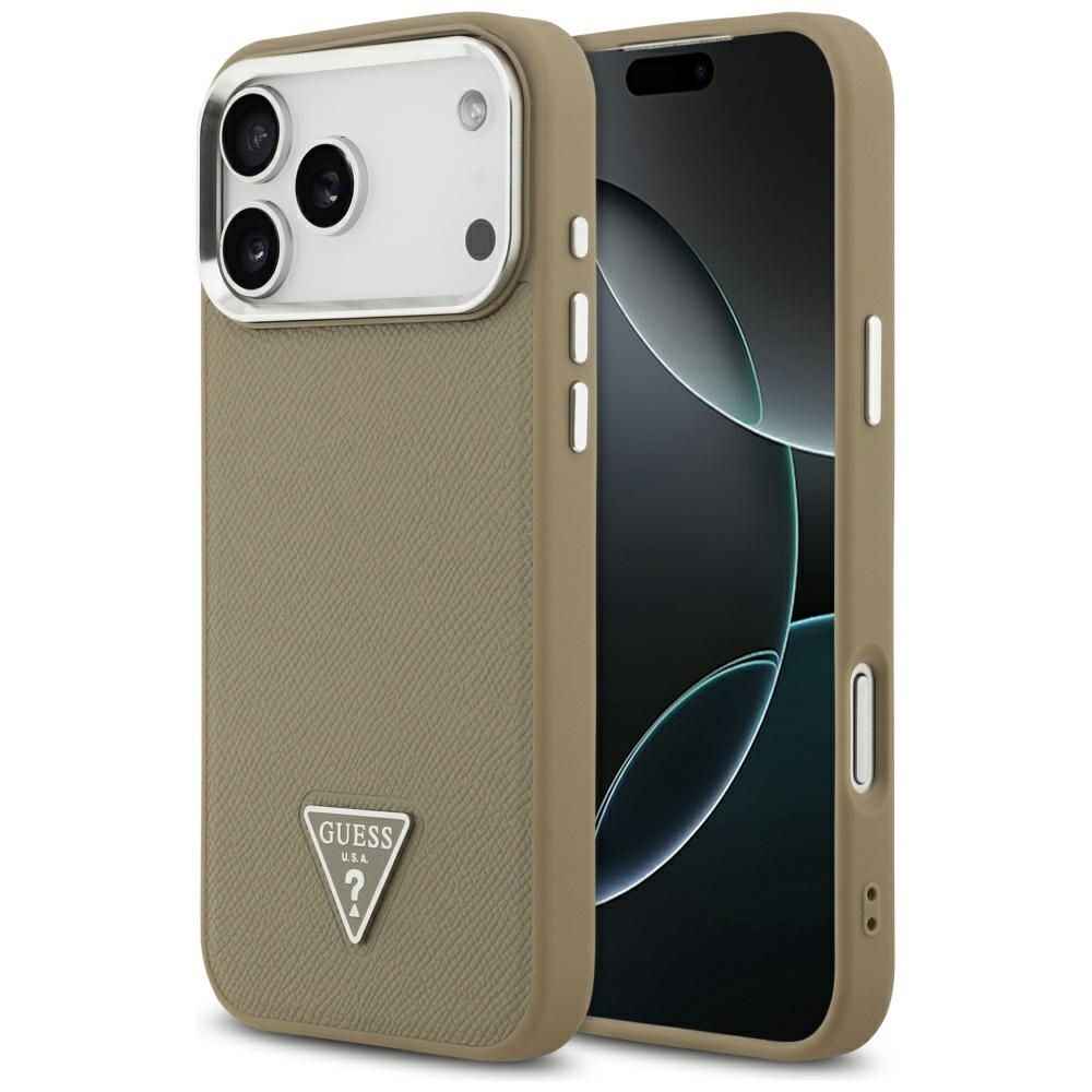 GUESS futerał do IPHONE 17 Pro kompatybilny z MagSafe GUHMP17LPGTSPSW (Grained PU Triangle Logo) brązowy