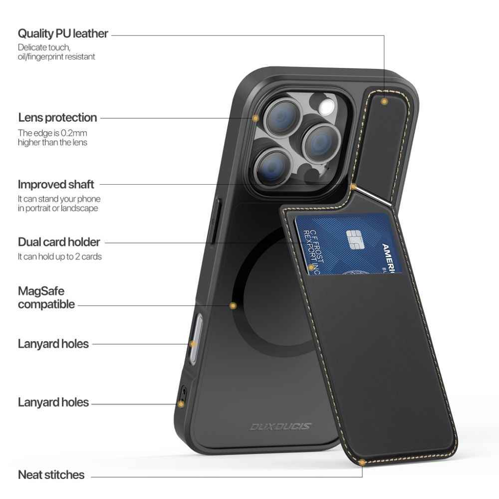 DUX DUCIS futerał RAFI II MAG z podstawką kompatybilny z MagSafe do IPHONE 16 Pro Max czarny